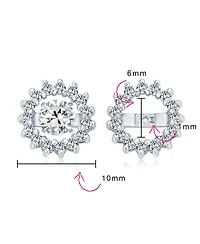 Bling Jewelry Removable Cz Halo Earring Jackets for Studs Gold Plated Sterling Silver