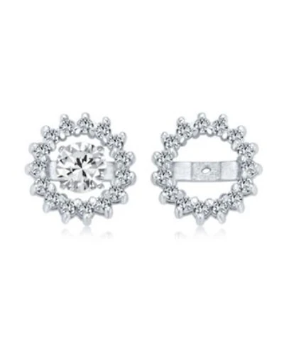 Bling Jewelry Cubic Zirconia Cz Round Removable Pave Halo Earrings Jackets Studs Jacket Only Gold Plated .925 Sterling Silver