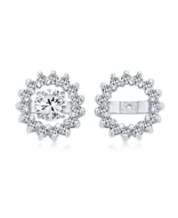 Bling Jewelry Cubic Zirconia Cz Round Removable Pave Halo Earrings Jackets Studs Jacket Only Gold Plated .925 Sterling Silver