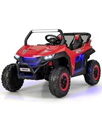 12V 2-Seater Kids Ride On Utv Rc Electric Vehicle Suspension w/ Lights & Music