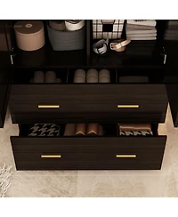 Famapy White 2-Door Armoires with Mirror,2-Drawers and Storage Shelves