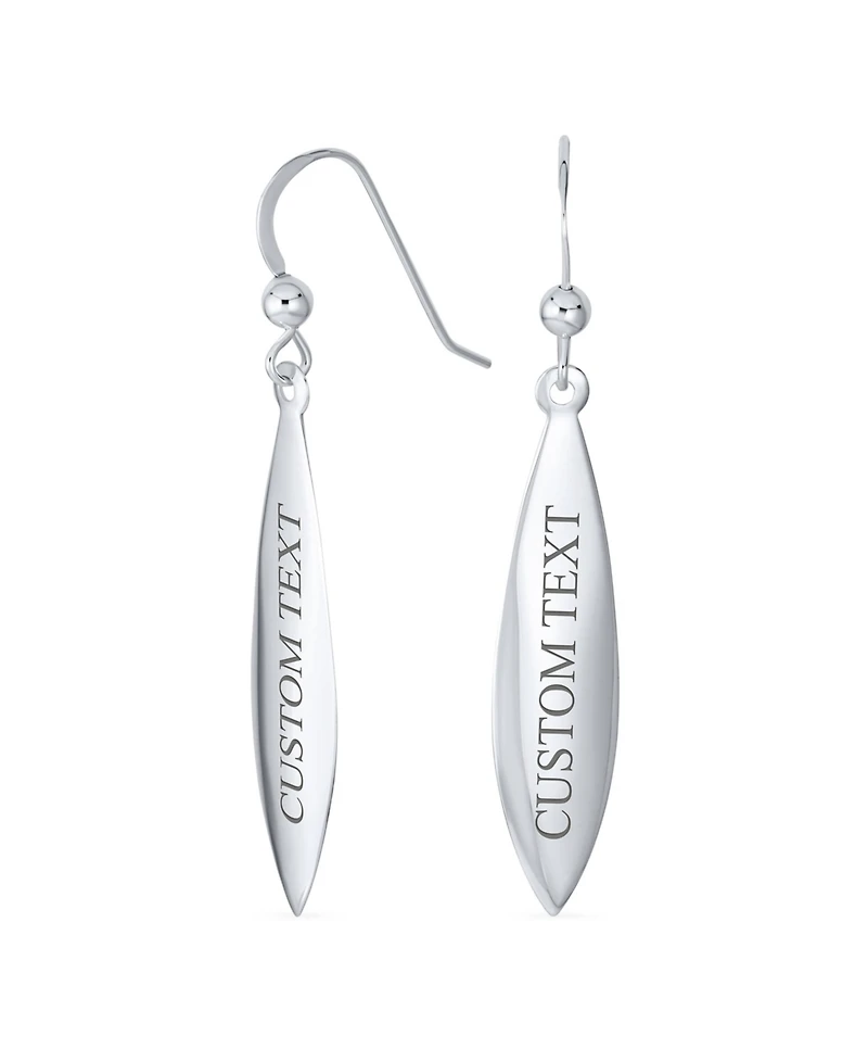 Bling Jewelry Simple Lightweight Geometric Rhombus Leaf Dangle Earrings Sterling Silver Jewelry