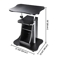 Yescom Lectern Podium Stand Portable Rolling Laptop Cart on Wheels Storage Mobile Height Adjustable Classroom Home Office Black