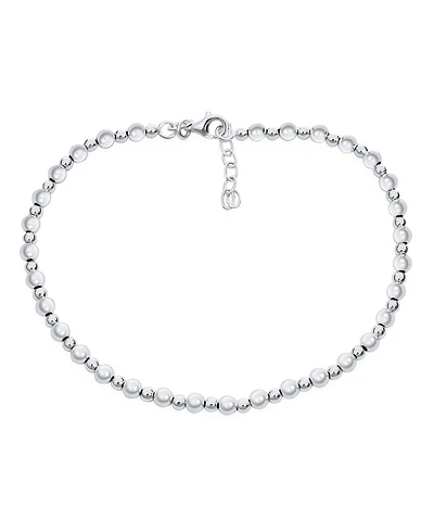 Bling Jewelry Simple Alternating .925 Sterling Silver Small 3 & 2MM Ball Beads Anklet Strand Ankle Bracelet 9-10 Inch Adjustable
