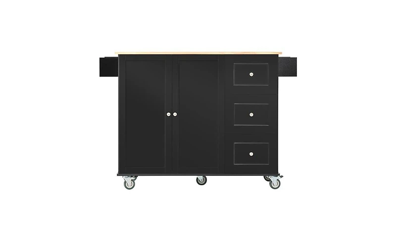 Slickblue Rolling Mobile Kitchen Island: Solid Wood Top with Locking Wheels, 52.7-Inch Width, Storage Cabinet