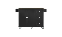 Slickblue Rolling Mobile Kitchen Island: Solid Wood Top with Locking Wheels, 52.7-Inch Width, Storage Cabinet