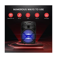 Pyle 8” Bluetooth Portable Pa Speaker With Rechargeable Battery, Party Lights & Fm Radio, 300 Watt