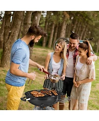 Slickblue Portable Charcoal Grill with Wheels and Storage Holder