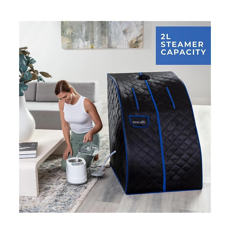 SereneLife Compact & Portable Steam Sauna With Foldable Chair
