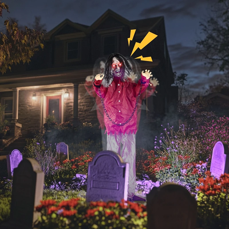 Yescom Animated Halloween Zombie Decoration 5.5Ft Life Size with Motion/Sound Activated Glowing Eyes 2024