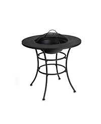 Sugift 31.5 Inch Patio Fire Pit Dining Table With Cooking Bbq Grate