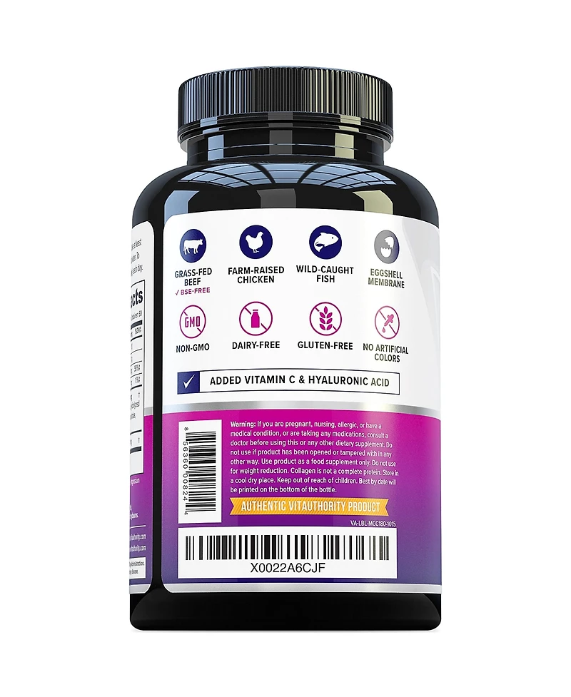 Vitauthority Multi Collagen Capsules, Collagen Peptides Supplement for Hair, Skin, Nails & Joints, Vitauthority