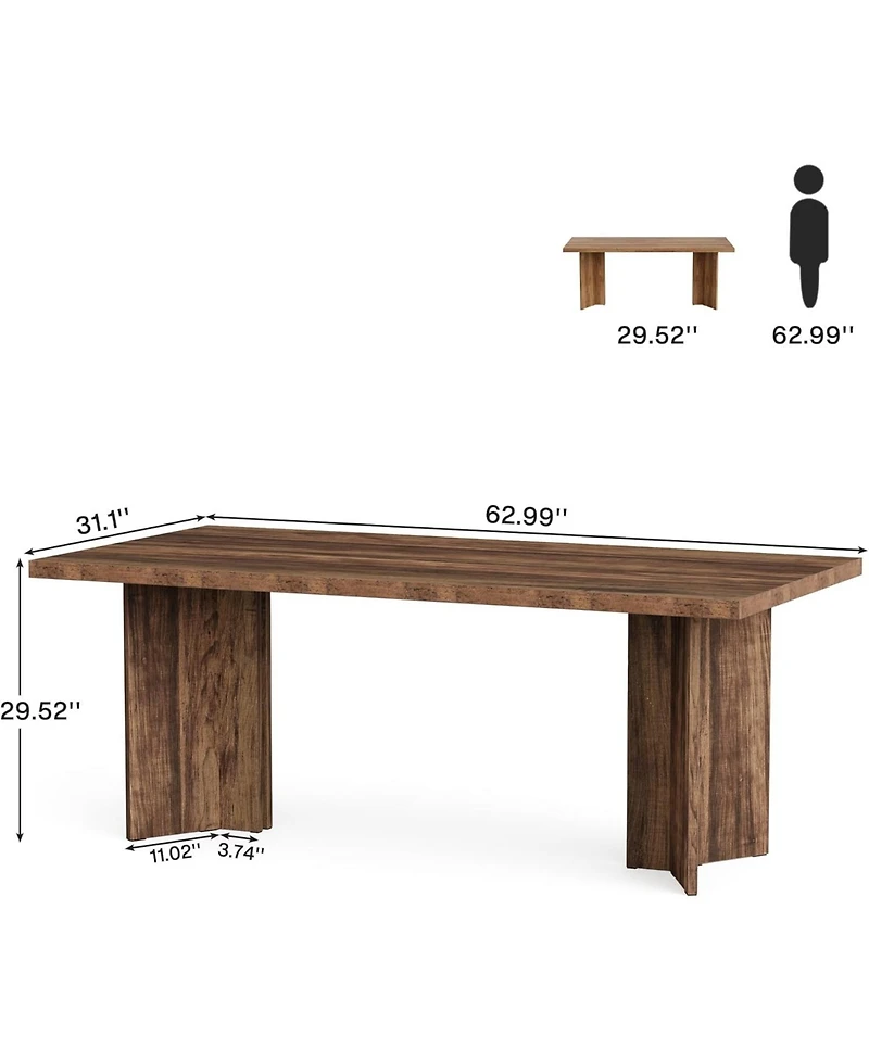 Tribesigns 5.5FT Conference Table, 63-inch Rectangle Meeting Seminar Large Wooden Business Tables for 4-6 People, Heavy Duty Pedestal