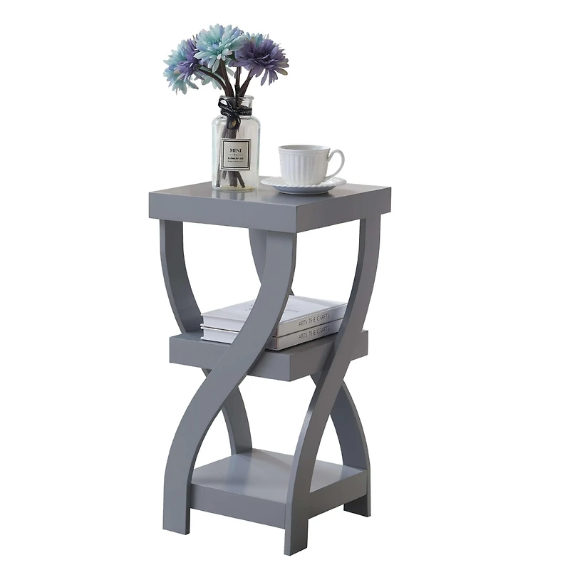 Kings Brand Furniture 3 Tier End Table - Square for Bedroom with Shelves Bedside Nightstand