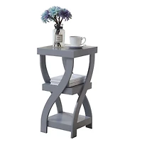 Kings Brand Furniture 3 Tier End Table - Square for Bedroom with Shelves Bedside Nightstand