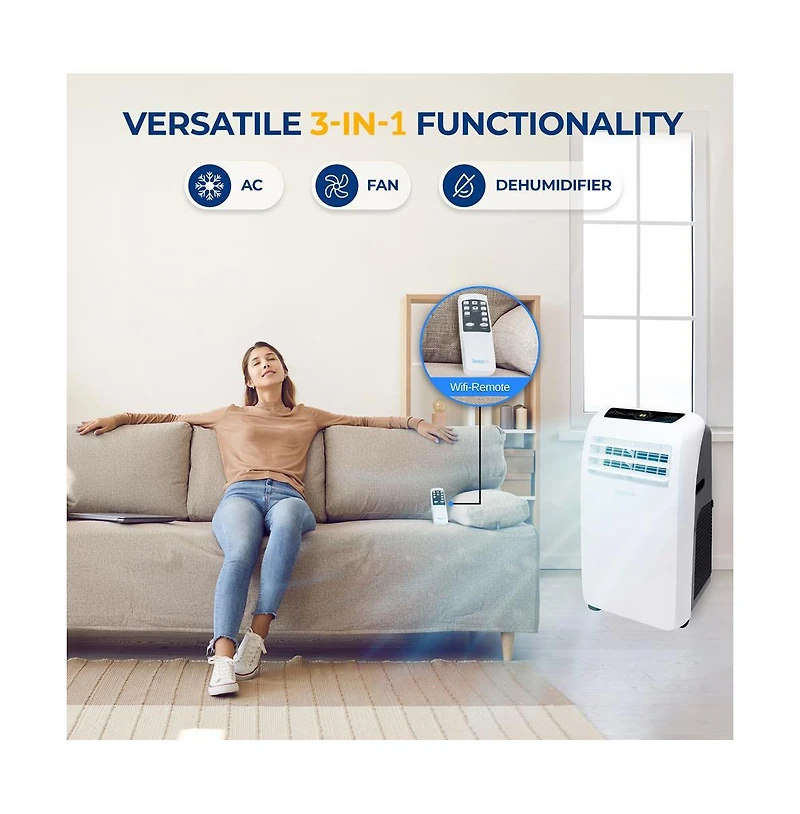 SereneLife Portable Air Conditioner, 10,000 Btu, Built-in Dehumidifier & Fan