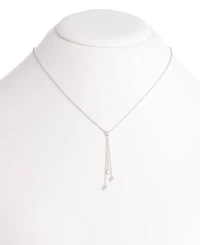 Lauren Ralph Lauren Sterling Silver Cubic Zirconia & Chain Fringe Lariat Necklace, 18" + 3" extender