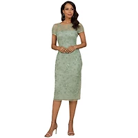 Lara Women's Beaded Midi Dress with Cap Sleeves