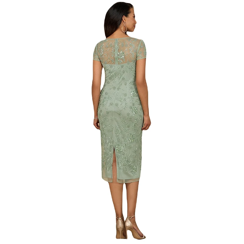 Lara Women's Beaded Midi Dress with Cap Sleeves