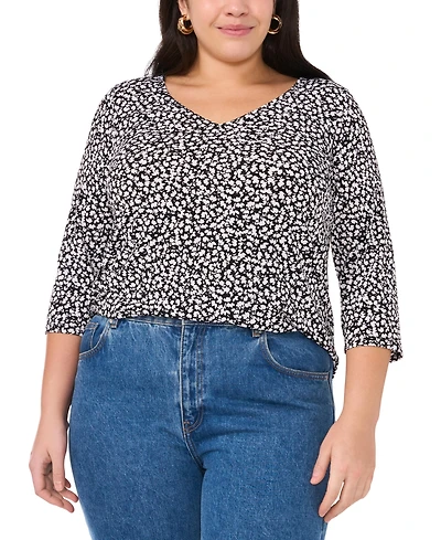 Vince Camuto Plus Size 3/4-Sleeve V-Neck Top