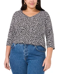 Vince Camuto Plus Size 3/4-Sleeve V-Neck Top