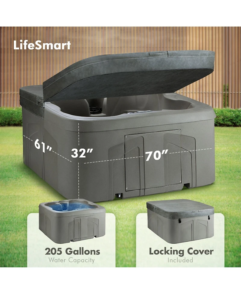 LifeSmart LS100 Taupe 4 Person Plug and Play Square Hot Tub Spa with Black Cover