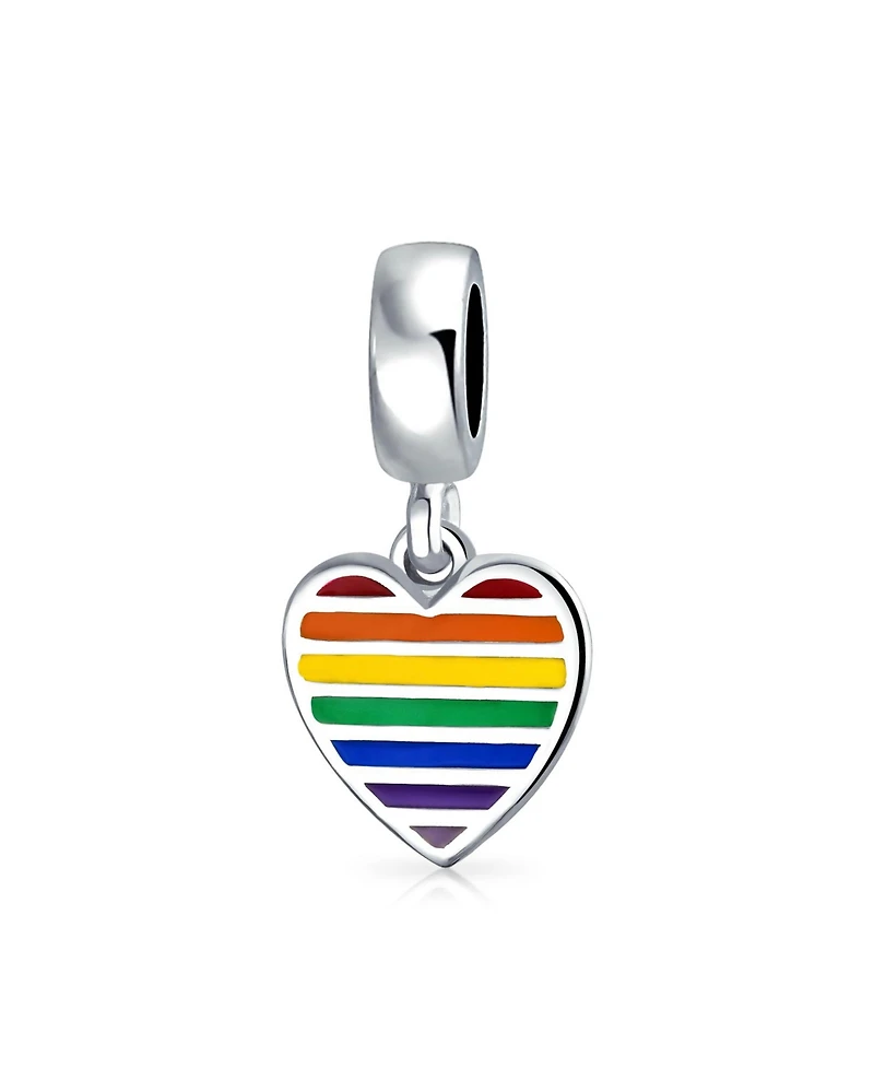 Bling Jewelry Inspirational Heart Rainbow Symbol Dangle Charm Bead Sterling Silver Fits European Bracelet