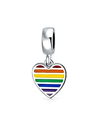Bling Jewelry Inspirational Heart Rainbow Symbol Dangle Charm Bead Sterling Silver Fits European Bracelet