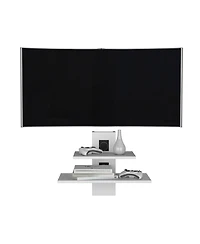 Floating Floating Shelf, Dual-Shelf Wall Unit with Cable Management