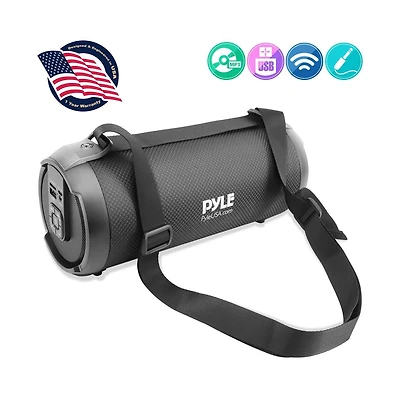 Pyle Portable Bluetooth BoomBox Speaker With Fm Radio, Usb & Micro Sd Readers, Black
