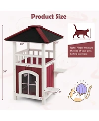 Slickblue 34'' H Wooden Cat House – Spacious and Stylish Pet Shelter