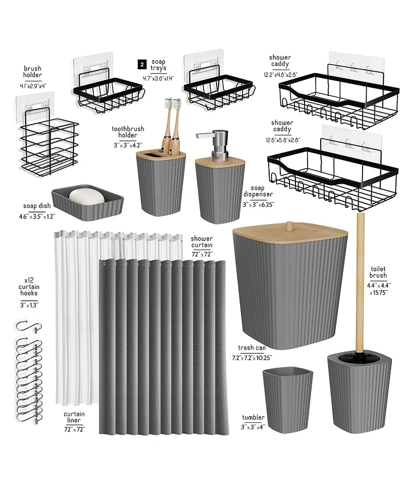 25 Piece Complete Bathroom, Vanity & Shower Accessories Set - White