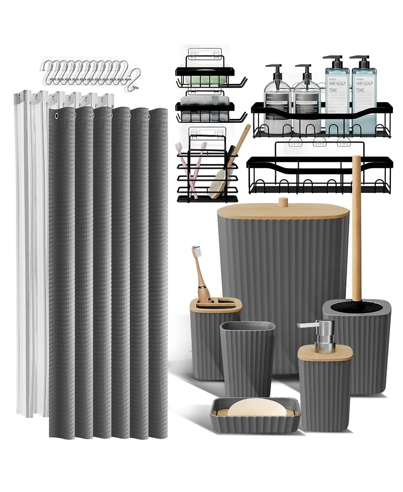 25 Piece Complete Bathroom, Vanity & Shower Accessories Set - White