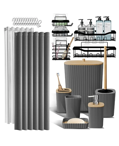 25 Piece Complete Bathroom, Vanity & Shower Accessories Set - White