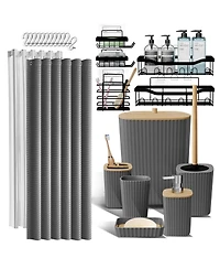 25 Piece Complete Bathroom, Vanity & Shower Accessories Set - White