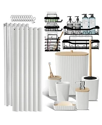 25 Piece Complete Bathroom, Vanity & Shower Accessories Set - White