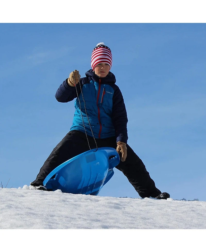 Flexible Flyer Spitfire Sled 1 Person Toboggan with Tow Rope & Seat Pad, Blue