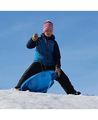 Flexible Flyer Spitfire Sled 1 Person Toboggan with Tow Rope & Seat Pad, Blue