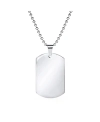 Bling Jewelry X-Large Plain Id Military Army Dog Tag Pendant Necklace Stainless Steel 24 Inch Ball Chain