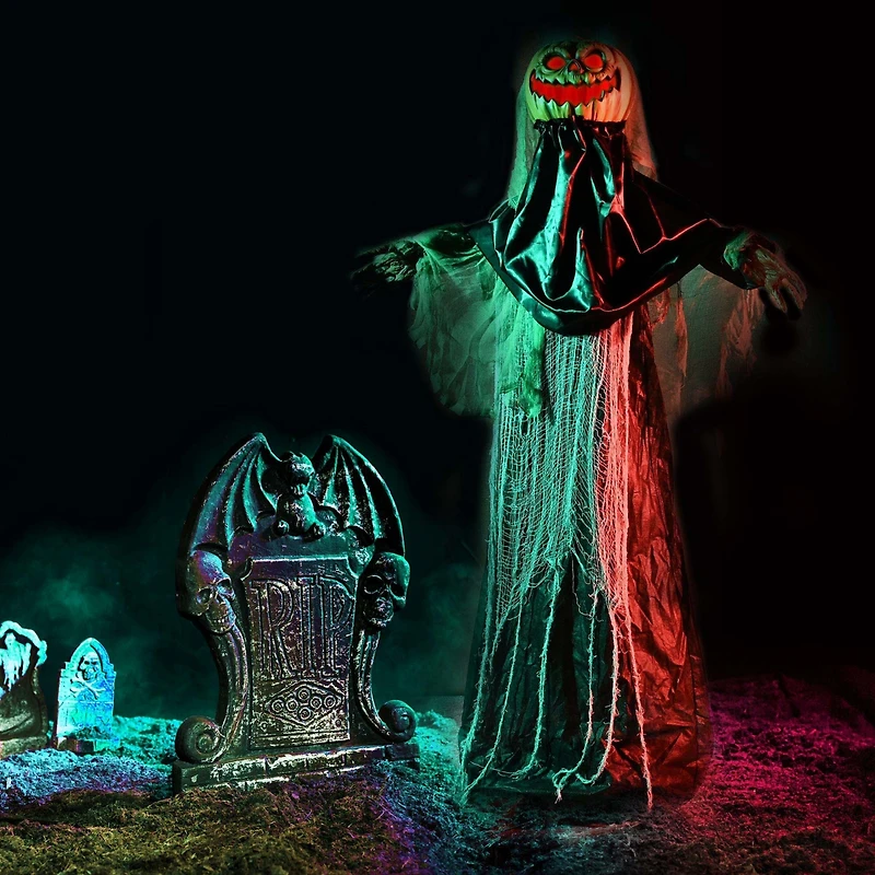 Yescom Scary Animated Halloween Pumpkin Decorations 5.4Ft with Motion & Sound Activated Glowing Head 2024