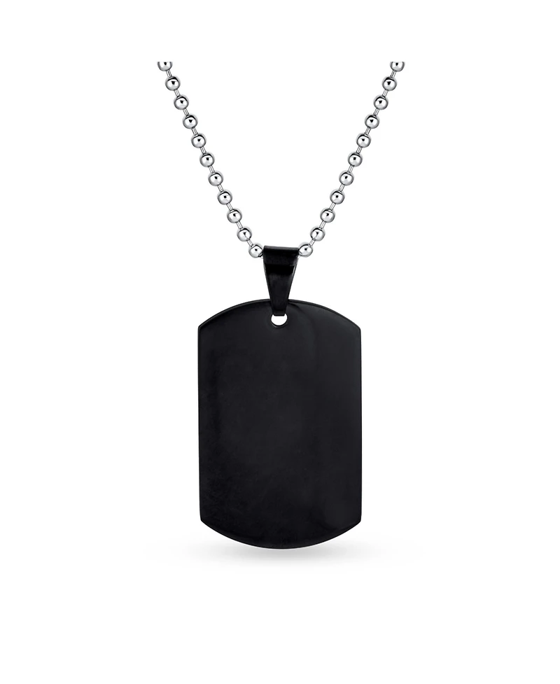 Bling Jewelry X-Large Plain Id Military Army Dog Tag Pendant Necklace Stainless Steel 24 Inch Ball Chain