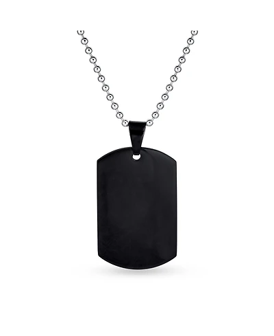 Bling Jewelry X-Large Plain Id Military Army Dog Tag Pendant Necklace Stainless Steel 24 Inch Ball Chain