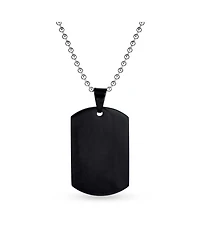 Bling Jewelry X-Large Plain Id Military Army Dog Tag Pendant Necklace Stainless Steel 24 Inch Ball Chain