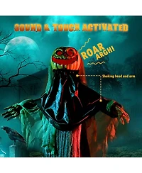 Yescom Scary Animated Halloween Pumpkin Decorations 5.4Ft with Motion & Sound Activated Glowing Head 2024