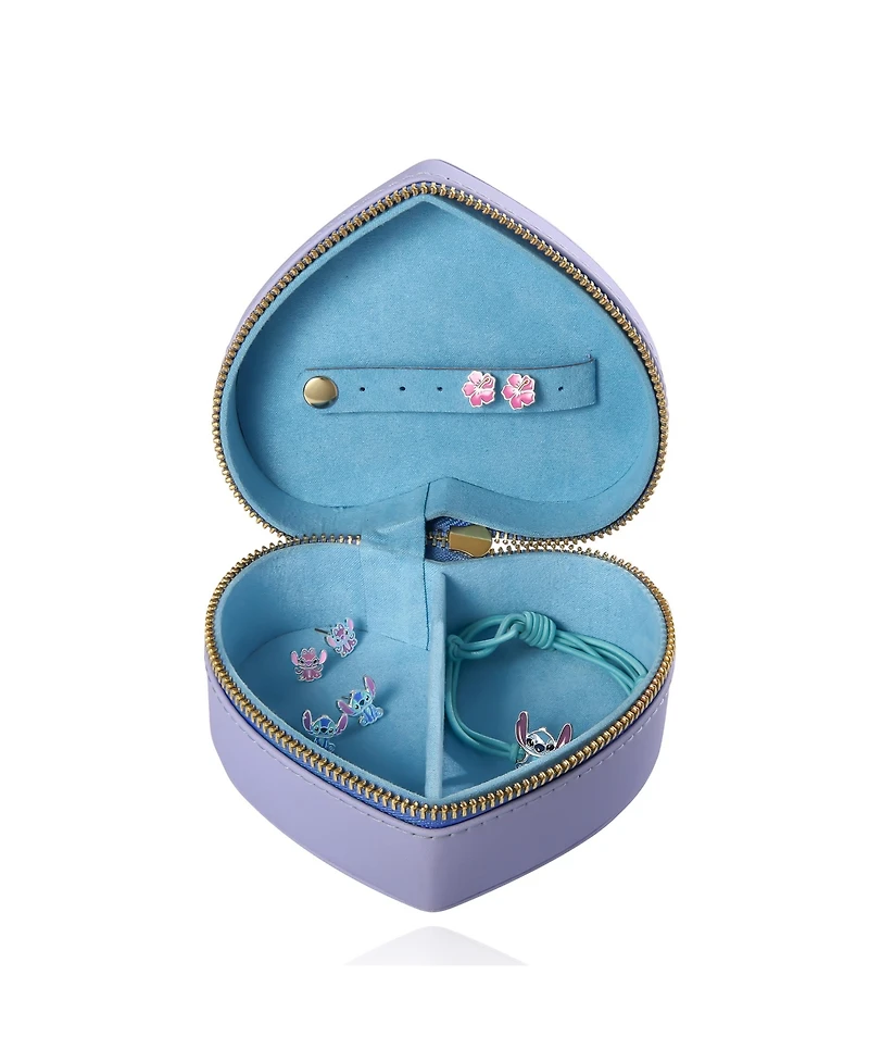 Disney Lilo and Stitch Angel Zippered Heart Shaped Jewerlry Travel Case