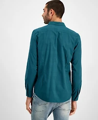 Guess Men's Regent Relaxed-Fit Tonal Stitched Plaid Button-Down Shirt