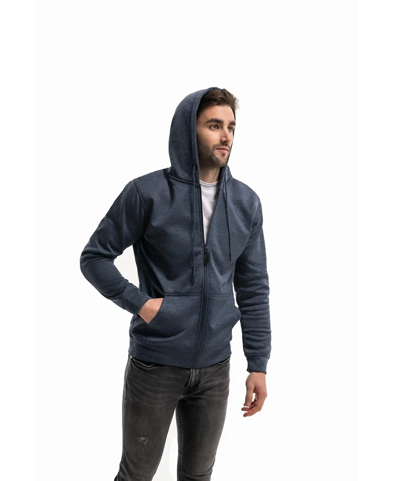 Mio Marino Men's Premium Zip-Up Hoodie for Men with Smooth Silky Matte Finish & Cozy Fleece Inner Lining Sweater Hood