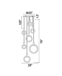 Cwi Lighting 76" Metal Anello Led Pendant