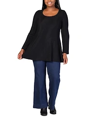 24seven Comfort Apparel Plus Scoop Neck Shimmery Tunic Top