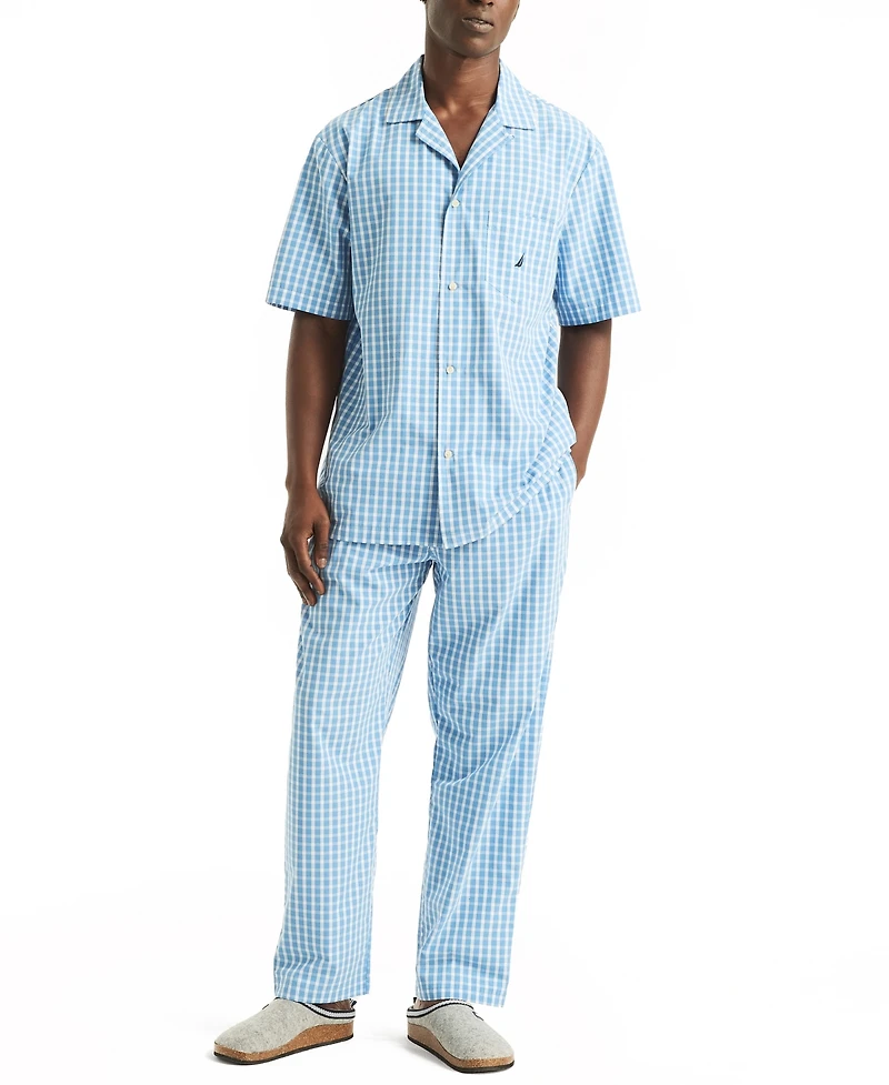Nautica Men's Crafted Plaid Camp Sleep Pajama Shirt